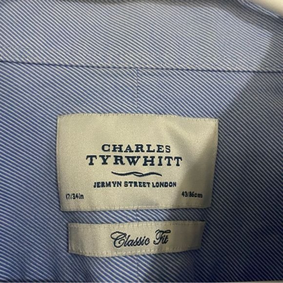 Charles Tyrwhitt Jermyn Street London Classic Fit Blue White Striped Button Down - Picture 2 of 4